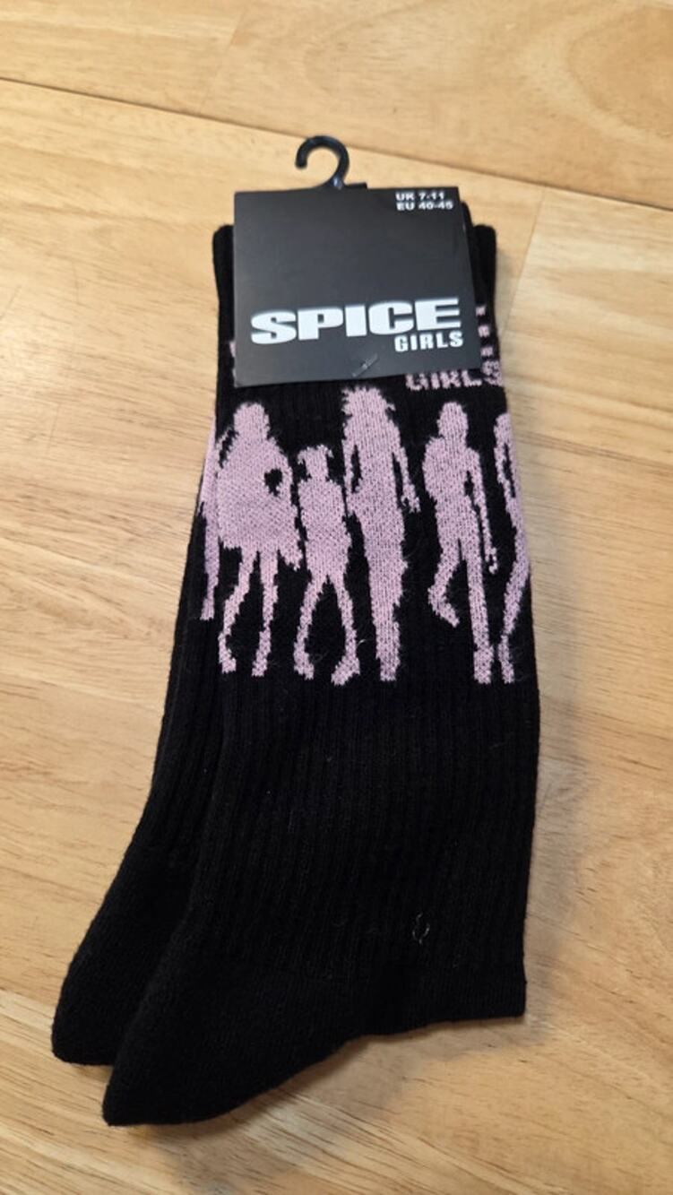 Spice Girls Socks NWT Black Pink Silhouette Logo Official Bravado Rock Off